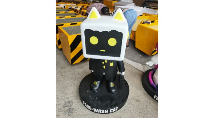 The FRP (Fiberglass - Reinforced Plastic) sculpture FACE - WASH CAT takes the unique “FACE - WASH CAT” image as the core. By leveraging the excellent plasticity of FRP material, it skillfully combines cute shapes with trend elements. Whether placed in a c